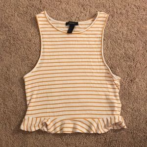 Mustard and white striped crop top